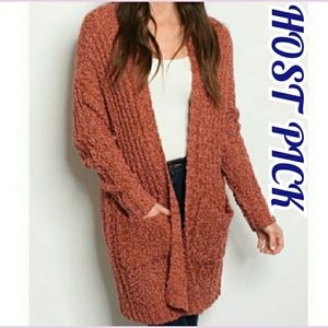 Coral Popcorn Cardigan Medium
